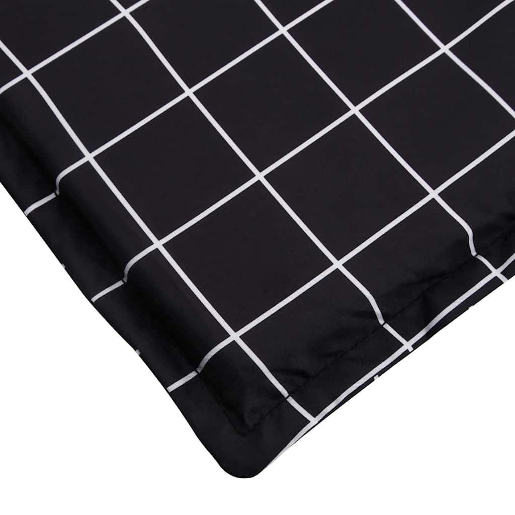 Cuscino per lettino prendisole, motivo a quadri, 200 x 50 cm, colore nero