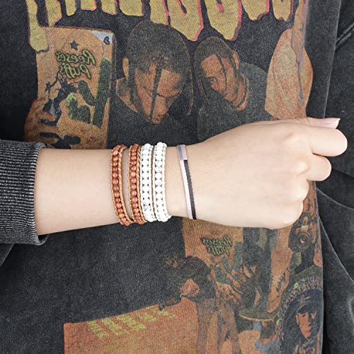 Image of KELITCH Natural Agate Onyx 2 Wrap Bracelets Handmade Leather Strand Bracelets Fashion Jewelry