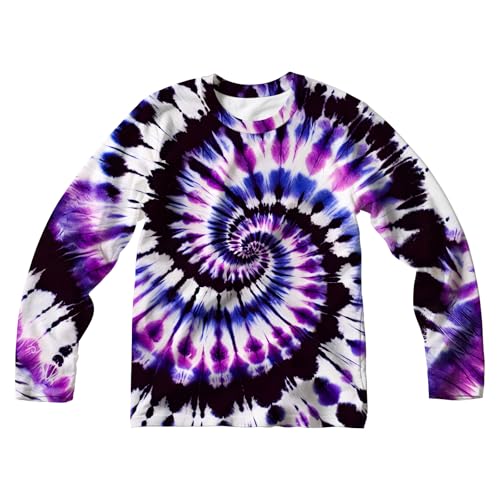 Unisex Tie Dye Long Sleeve Shirts Sun Protection UPF 50+ UV Adult Rash Guard Shirt for Women and Men