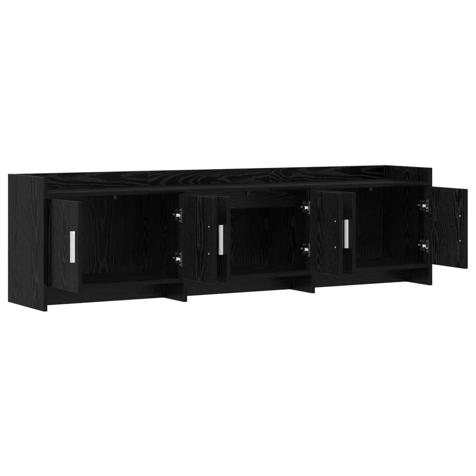 Szafka pod telewizor z materiału drewnopochodnego w kolorze czarnego dębu, 168 x 33 x 47 cm, szafka pod telewizor z 6 drzwiami, miejsce do przechowywania do salonu, gier i kina domowego