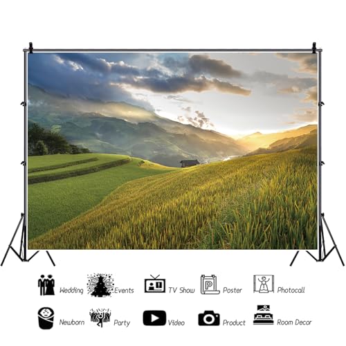 MIRRORANG 2,2x1,5m Natural Landscape Backdrop Forest Mountain View Meadow Countryside Photography Background Rural Life Vacation Tourism Photo Studio Props Wallpaper - Image 3