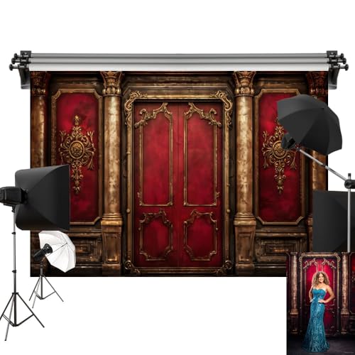 Fond de photographie classique rouge style cour intérieur de chambre 2,1x1,5m
