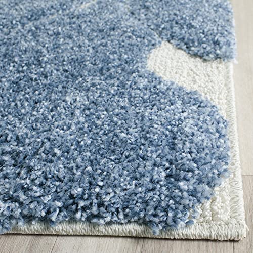 Image of Handwoven Microfibre 3D Rug for Living Room (Teel Blue & Ivory, 12 X 12 Feet (Square), Microfibre)