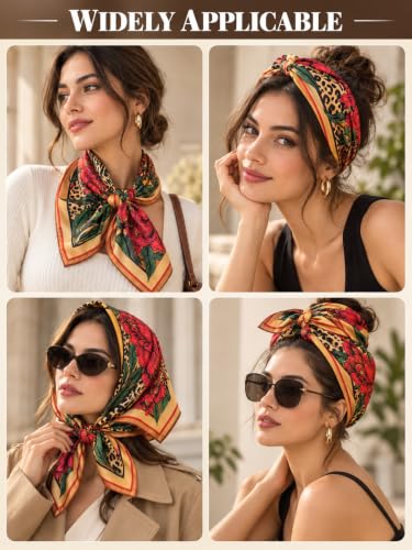 Image of Ravaiyaa - Attitude is everything Women Printed Silk Bandana 21 x 21 Inch Square Headband & Hair Wrap, Soft & Versatile | Fashion Neck Wrap