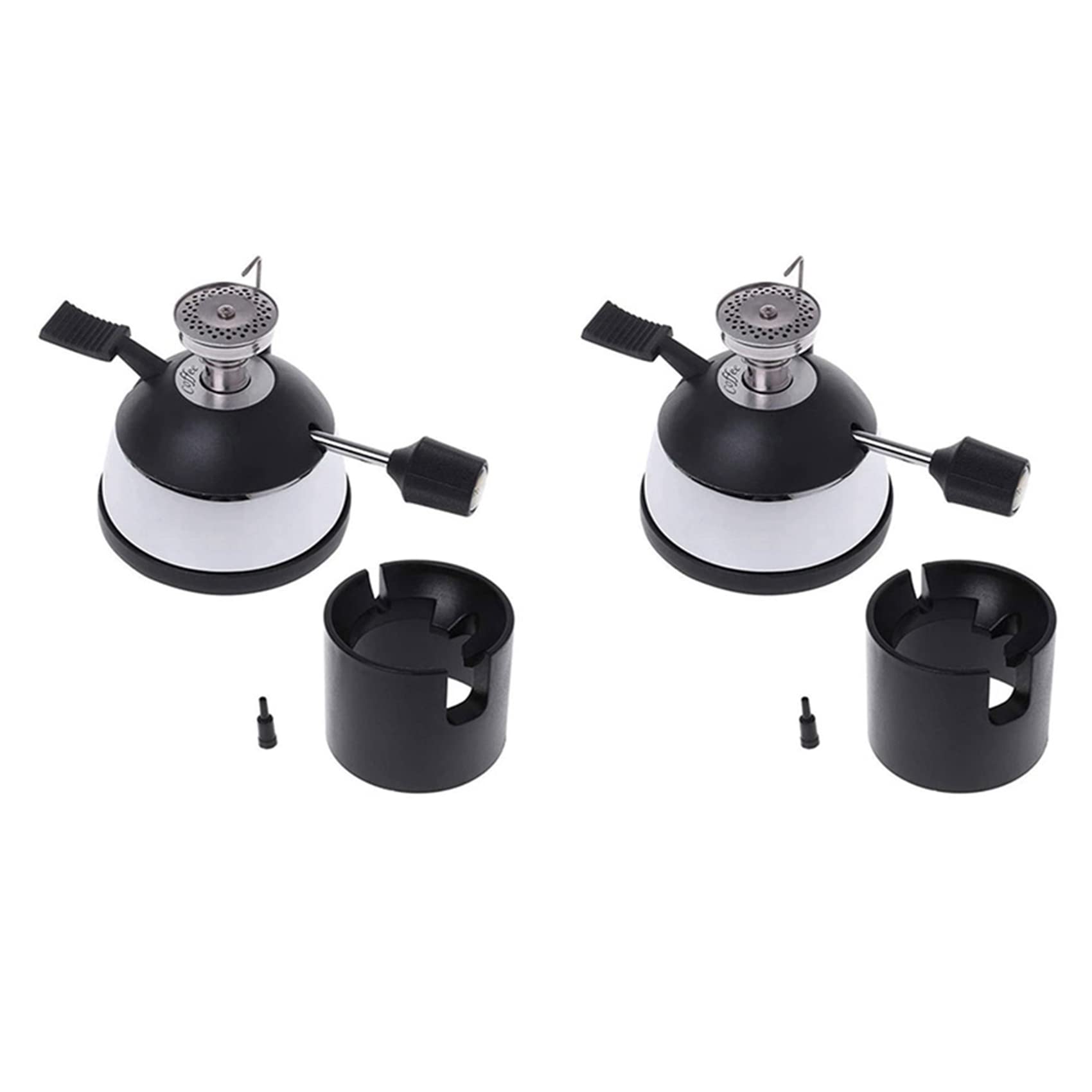 2X Mini Quemador de Gas Butano de Mesa con Cabezal de Llama para Calentador de Café con Sifón Cafetera Mocha Estufa de Gas (Sin Gas)