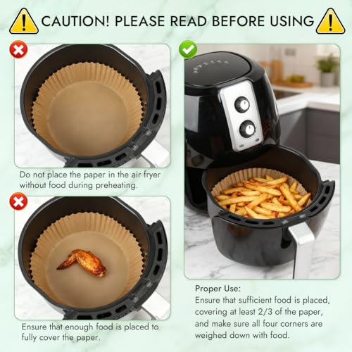 Image of BYKITCHEN 300PCS Small Disposable Air Fryer Liners for 2 to 5QT Airfryer | Round Air Fryer Parchment Paper Liners Compatible with Ninja AF101 4 QT, CHEFMAN 2 QT, Cosori 2.1QT, Dash 2.6 Quart & More