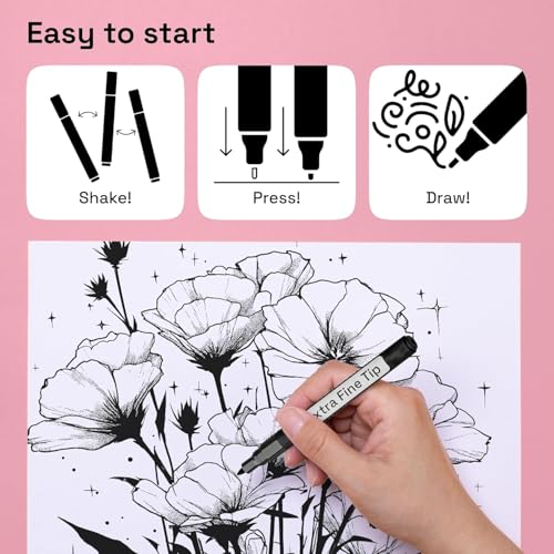 Artistro Zeichenstifte, Stifte für Steine, Felsmalerei, Keramik, Glas, Holz, Metall, Leinwand, DIY, Acrylfarbe set Permanent Marker auf Wasserbasis mit, Extra Feine Spitze 5 Schwarz