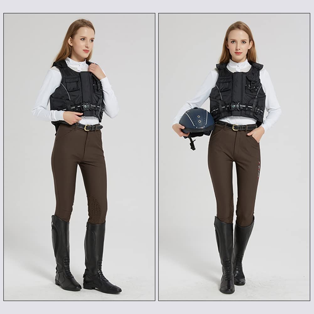Chaleco de equitación profesional unisex, chaleco protector ecuestre de seguridad acolchado para montar a caballo, protector corporal para niños, protección para caballos para niños y adultos (negro S