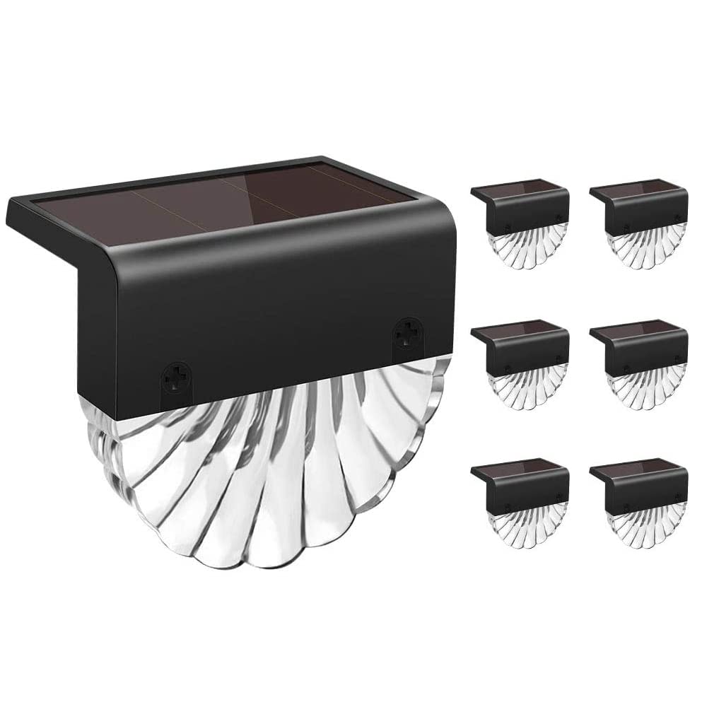 Solar Deck Lights Outdoor Waterproof, 6 Pack LED Light for Patio Decor, Solar Powered Outside Step Lights for Pool Patio Garden Post Fence,Warm White / 7 Colors Changing Glow,Stair Lighting