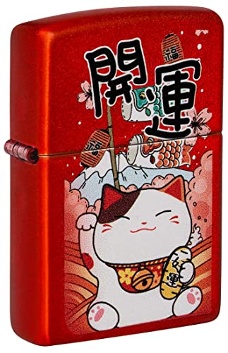 Encendedor Zippo Lucky Cat Metalico Rojo miniatura 1