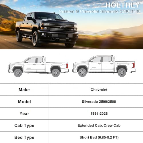 Image of 10 Layers Truck Cover Waterproof All Weather Custom Fit Chevrolet Silverado 2500 3500 Extended /Crew Cab Short Bed, Outdoor Full Exterior Pickup Car Cover Sun Rain Snow Protection. Sliver