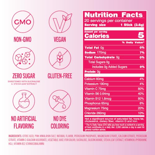 Image of TREVI Electrolytes Powder Packets, Sugar Free Hydration, Watermelon 20 Pack | Essential Daily Drink Mix, 0 Sugar, Magnesium, Potassium, Vitamin C, Calcium, B6 & B12 Vitamins