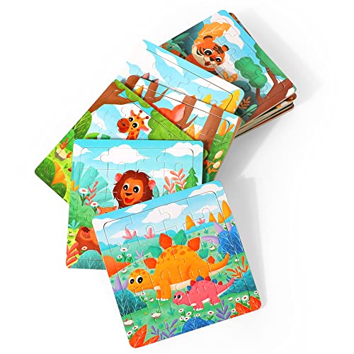 GRINNNIE Puzzle de 12 Piezas de Madera para Niños de 3 a 7 Años, Rompecabezas Montessori con Animales del Bosque, Juego Educativo para Viaje miniatura 5