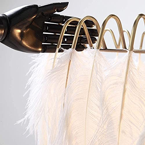 Lustre plume blanche E27 anti-éblouissement suspension ronde pour éclairage doux