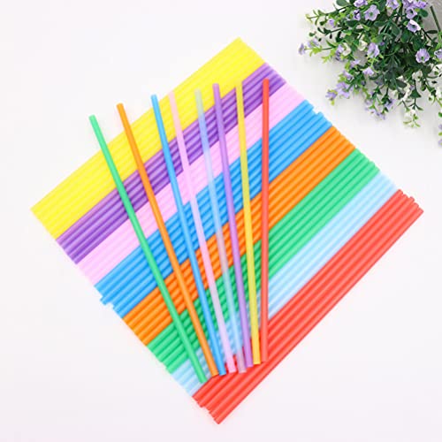 Image of Healeved 200 Pcs Plastic Disposable Straws 10.23 Inch Flat Mouth Straight Drinking Straws for Smoothies Cold Drinks Birthday Party Wedding Barbecue Use
