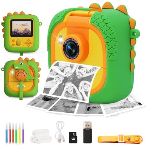 Kids Camera Instant Print with 180°Flip Lens, 2.4" 1080P Instant Print Camera for Kid with 3 Rolls Print Paper Ages 3-12, Christmas Birthday Present