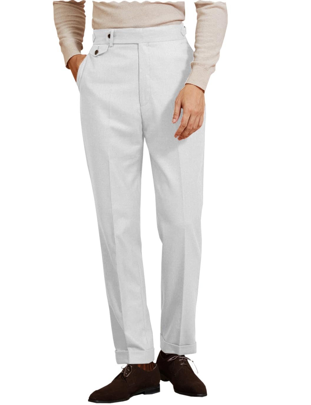 Garqia Clyon Men's Dress Pants Pleated Front Casual Hidden Expandable Waist Dress Suit Pants