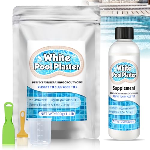 OOTDART 1.1-Pound White Pool Plaster Repair Kit Swimming Pool Crack and Chip Patch Fast Drying Waterproof Plaster Compound for Inground & Above Ground Pools DIY Pool Resurfacing and Maintenance