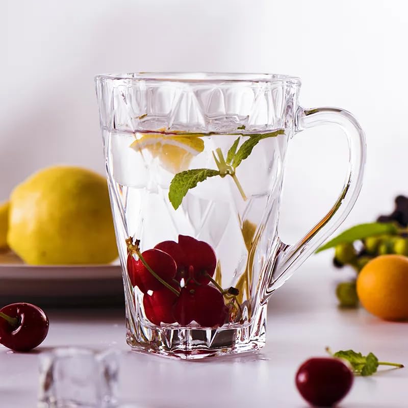Image of ANKUL Premium Glass Coffee Mug Tea Cups Set of 4-200 ML, Transparent, Glass Cups Set for Coffee, Green Tea, Herbal Tea, Lemon Tea, Milk Cup, Hot /Cold Drinks Cups (Vintage, 4)