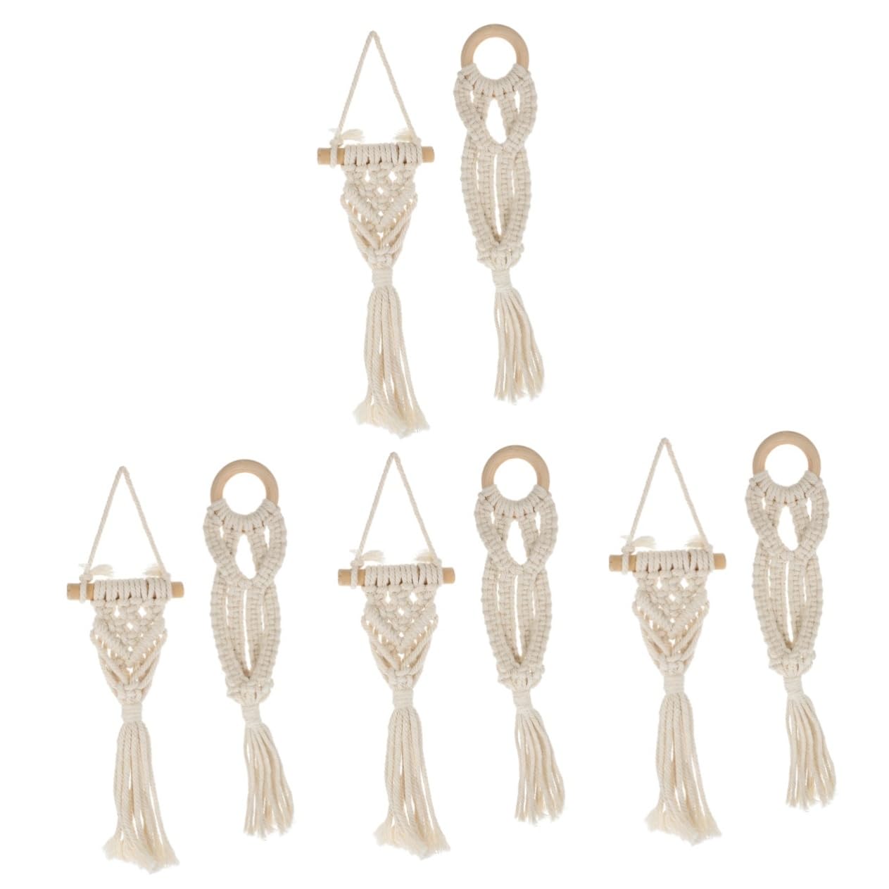 YARNOW Lot De 4 Pots De Fleurs Muraux Rustiques en Macramé Suspension Décorative Dintérieur pour Plantes Aériennes Installation Facile Suspension Plafond 2 Pièces X 4
