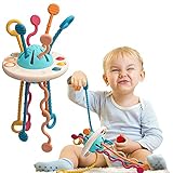 【Montessori-Reisespielzeug】 Durch Ziehen und Ziehen an der Schnur können Kleinkinder ihre motorischen Fähigkeiten, sensorischen Erforschung, Feinmotorik und Hand Auge Koordination entwickeln. Reisespielzeug für Kleinkinder 1-3, Lernspielzeug für 1 Jahr, Spielzeug für autistische Kinder. UFO-Sensorspielzeuge können an Kindersitze, Kinderwagen oder sogar Wiegen gehängt werden. Die moderate Größe macht es tragbar und geeignet für Straßen, Zug Und Flugzeug Reisen.