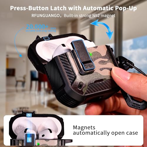 Image of RFUNGUANGO for AirPods 5 /4 Case (2026 /2024) with Lock, Snow Camouflage