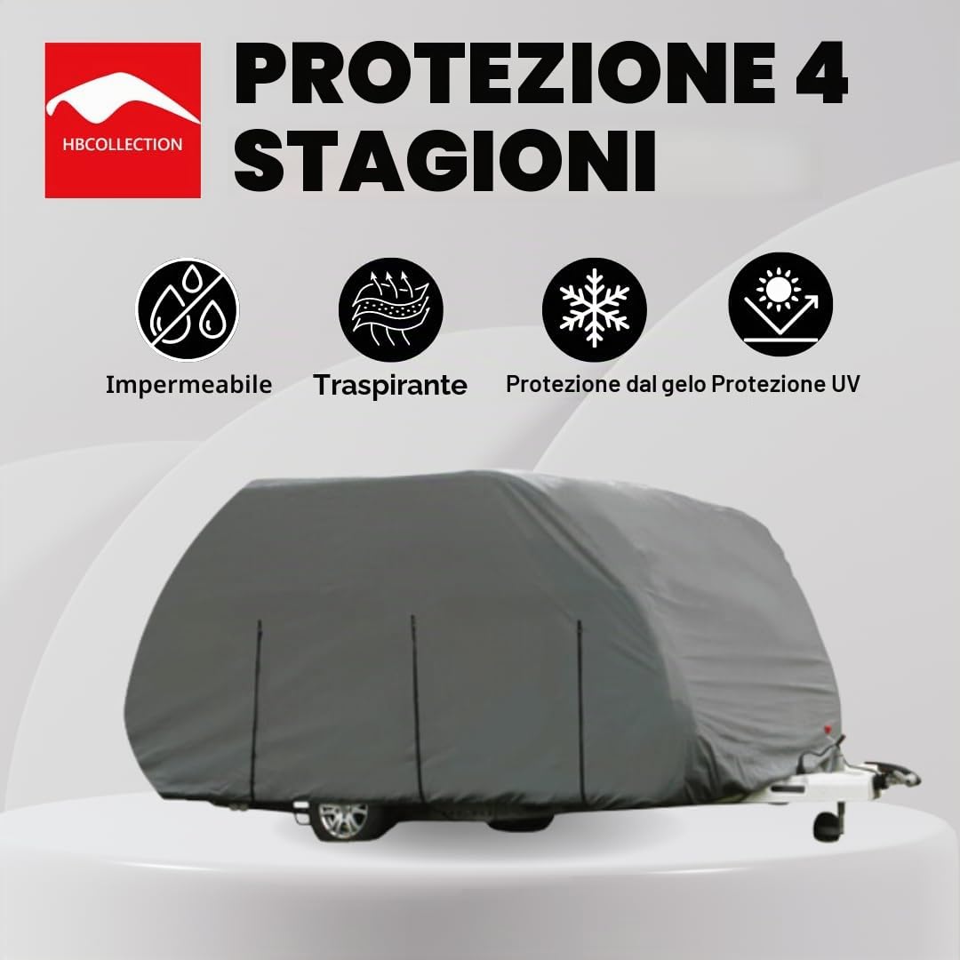 HBCOLLECTION Telo Copri coperture 4 stagioni Copriroulotte caravan (lung. x larg. x alte. 3,20x1,70x1,75m)