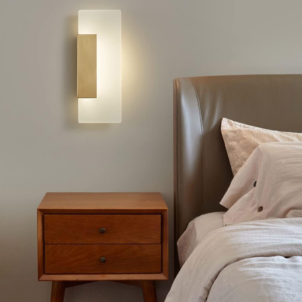 Lampada da parete for interni, 3 W, lampada moderna, in ottone, acrilico, for soggiorno, camera letto, corridoio, sala pranzo, scale, bianco caldo(B)