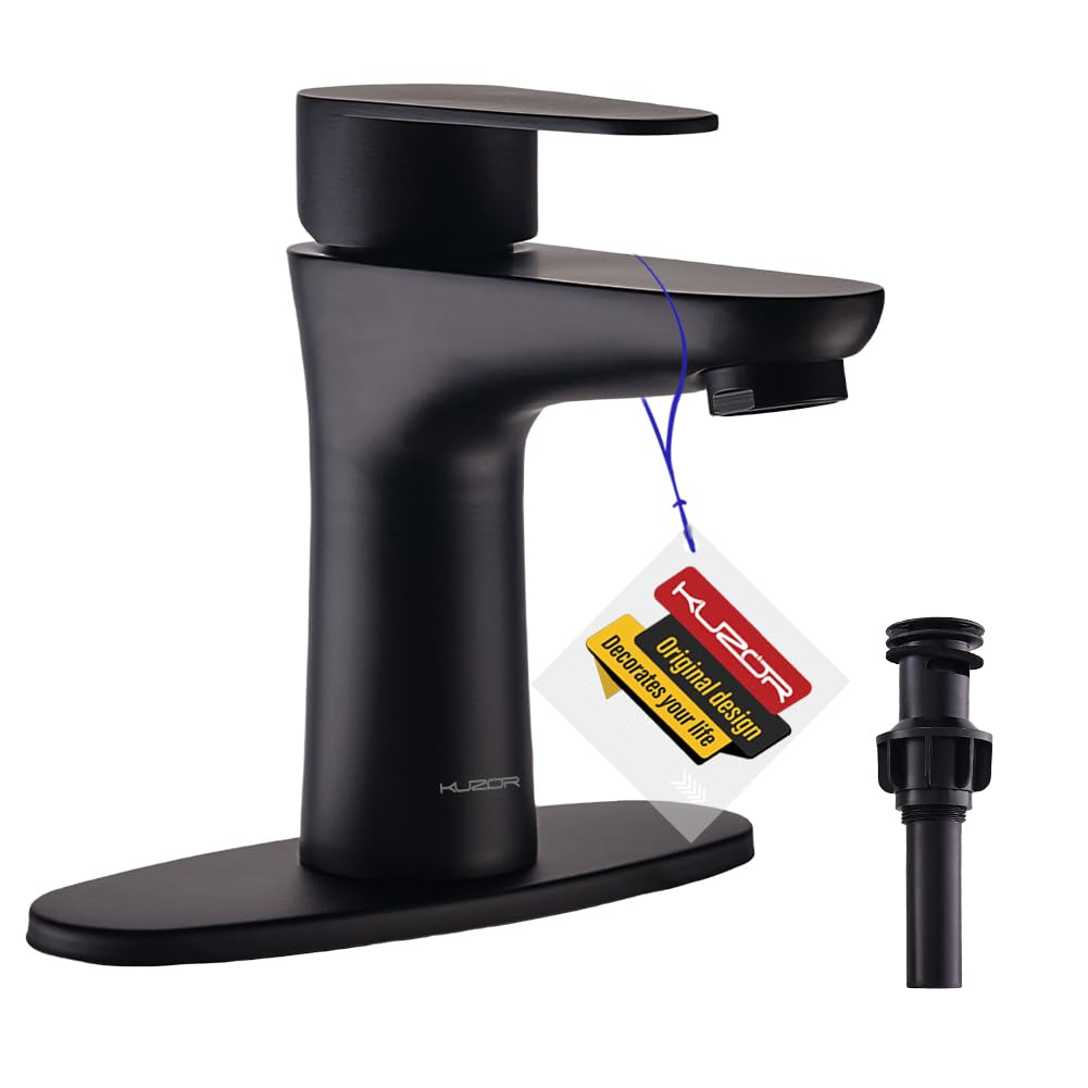 KUZOR 1Pc 304 Stainless Steel Bathroom Faucets, ‎5-Minutes Installation, Single Hole Sink Faucet Easy to Handle - for Bathroom/Vanity/Rv - 5.91 Inch