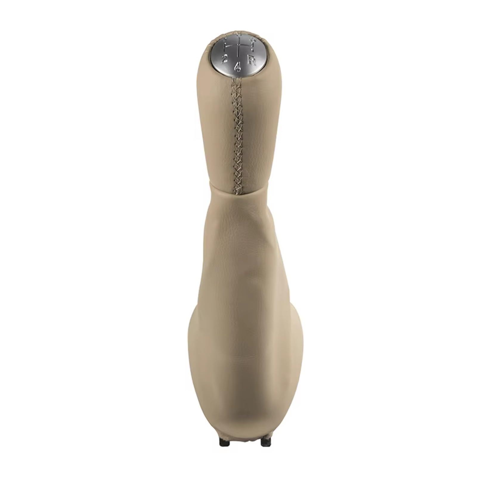 GHQFROP Transmission Gear Shift Knob for Clio 2 II for Megane for Kangoo Leather Gear Shift Knob Lever Shifter Gaiter Boot Cover Car Gear Stick Knob(Chrome Beige)