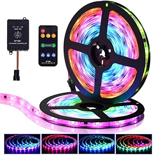 LED Strip Lights with Remote, 32.8FT Flexible Color Changing 5050 RGB 300 LEDs Light Strips 12V Power Supply Waterproof Strip Lights for Bedroom Balcony Garden Porch Wedding Party Indoor and Outdoor