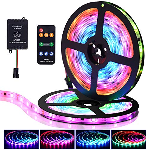 LED Strip Lights with Remote, 32.8FT Flexible Color Changing 5050 RGB 300 LEDs Light Strips 12V Power Supply Waterproof Strip Lights for Bedroom Balcony Garden Porch Wedding Party Indoor and Outdoor
