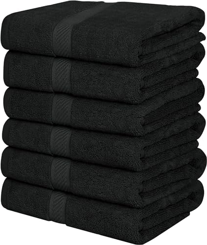 Utopia Towels - 6 Asciugamani di Cotone - (60 x 120 cm), Grigio - Asciugamani per Piscina, Spa e Palestra Asciugamani di Medie Dimensioni, Leggeri e Molto Assorbenti(Nero)