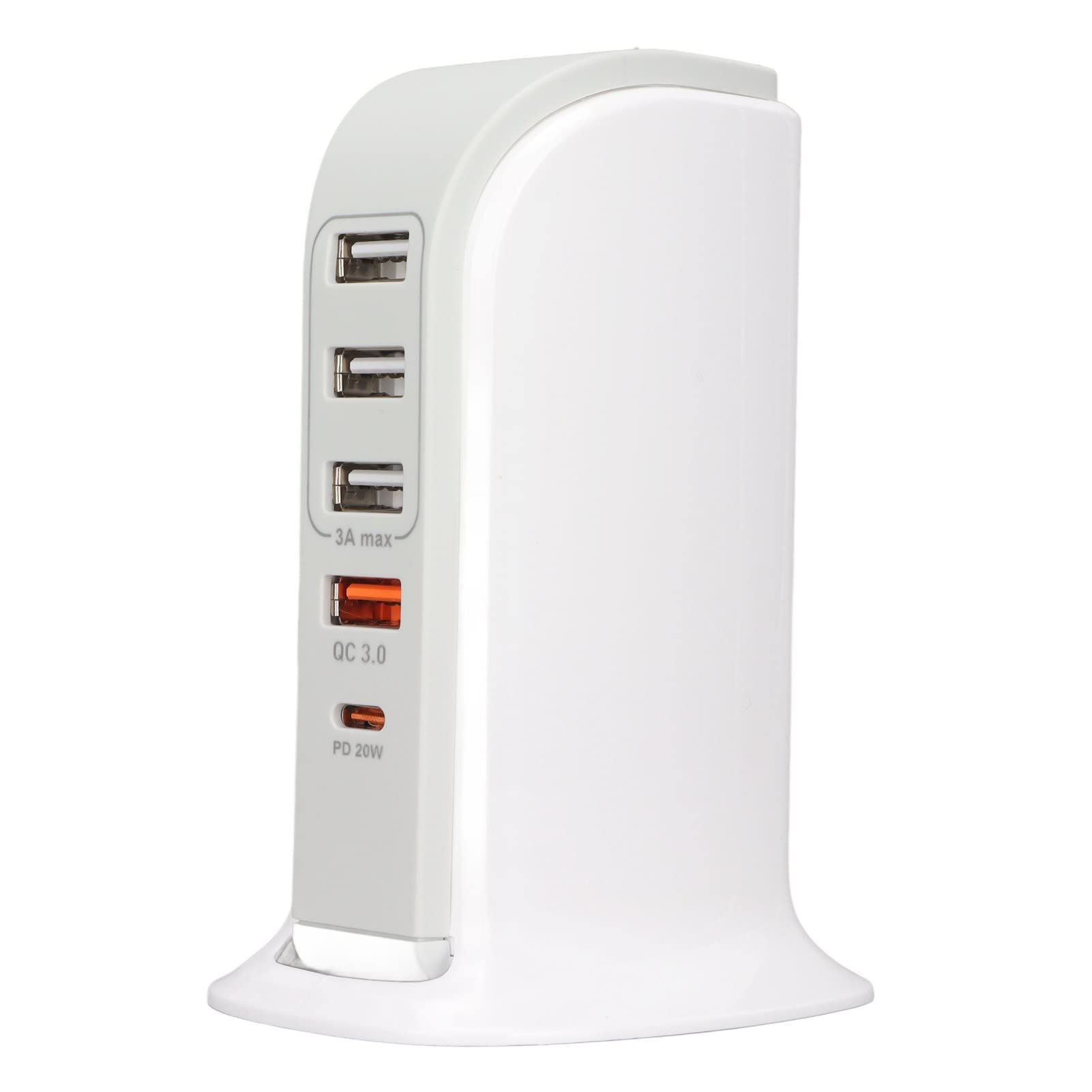 ユニバーサルUSB充電器4ポートデスクトップUSB充電ステーションハブ、携帯電話充電スタンドアダプター、携帯電話USBマルチポート高速充電タワースタンド (米国プラグ 100-240V)