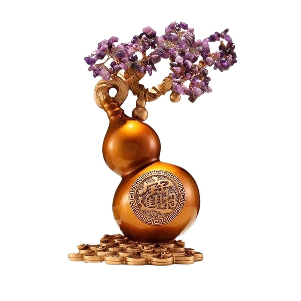 Fortune Crystal Trees Living Room Wine Cooler Ornaments, Fortune Gourd Crystal Tree, Home Office Decorations(Purple)
