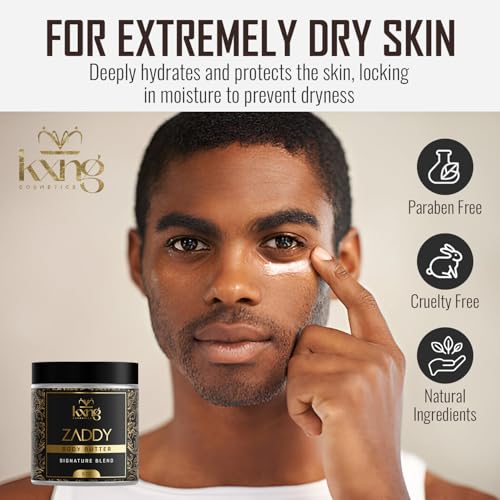 Image of KXNG Cosmetics Organic Shea Body Butter Cream - 8oz | Deep Hydrating Body Butter for Men & Women with Shea, Cocoa, Mango & Coconut Oil | Moisturizer for All Skin Types, Hands & Feet - Zaddy XL