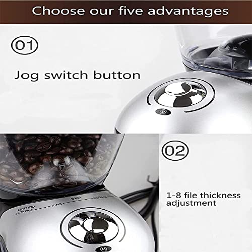 QMJHHW Molinillo De Café Semiautomático Molinillo De Café Eléctrico Molinillo De Café Ajustable De 8 Modos, Disco De… - Imagen 6