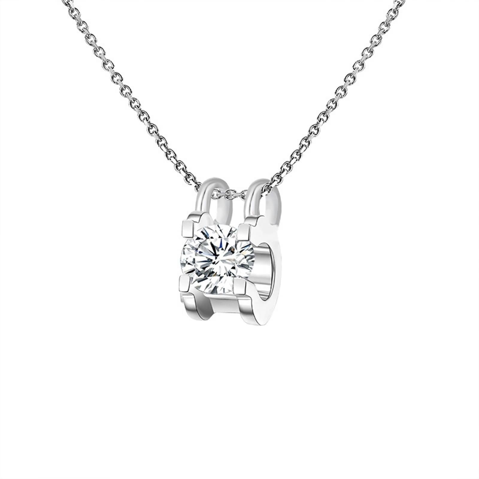 9K/14K/18K Weißgold Halskette für Damen, 1ct Moissanit Edelstein Anhänger Schmuck Kettenlänge 18 Zoll