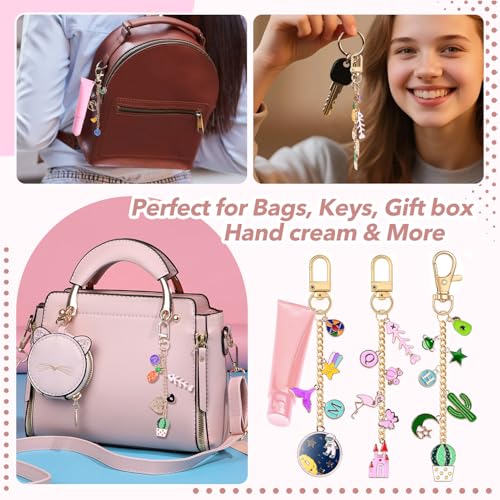 Image of YDURO 362Pcs Lip Gloss Keychain Making Kit, Including 16.4FT Extender Chain 128 Charms 14 Keychain Clips Jewelry Plier, Bag Charm Kit, Keychains Making Supplies for DIY Crafting