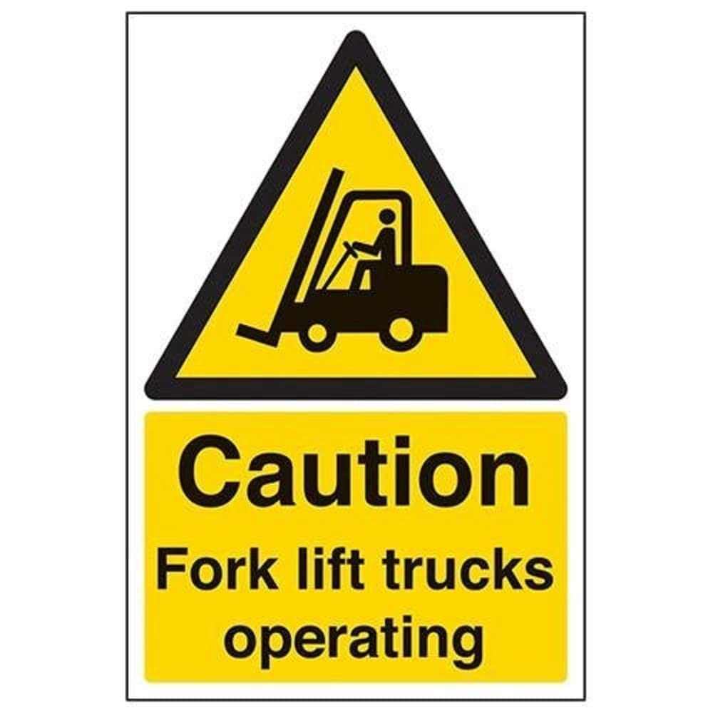 Cartello Pericolo Carrelli Elevatori 300x400 Mm - VSAFETY In Plastica Rigida Conforme EN ISO 7010 - 2