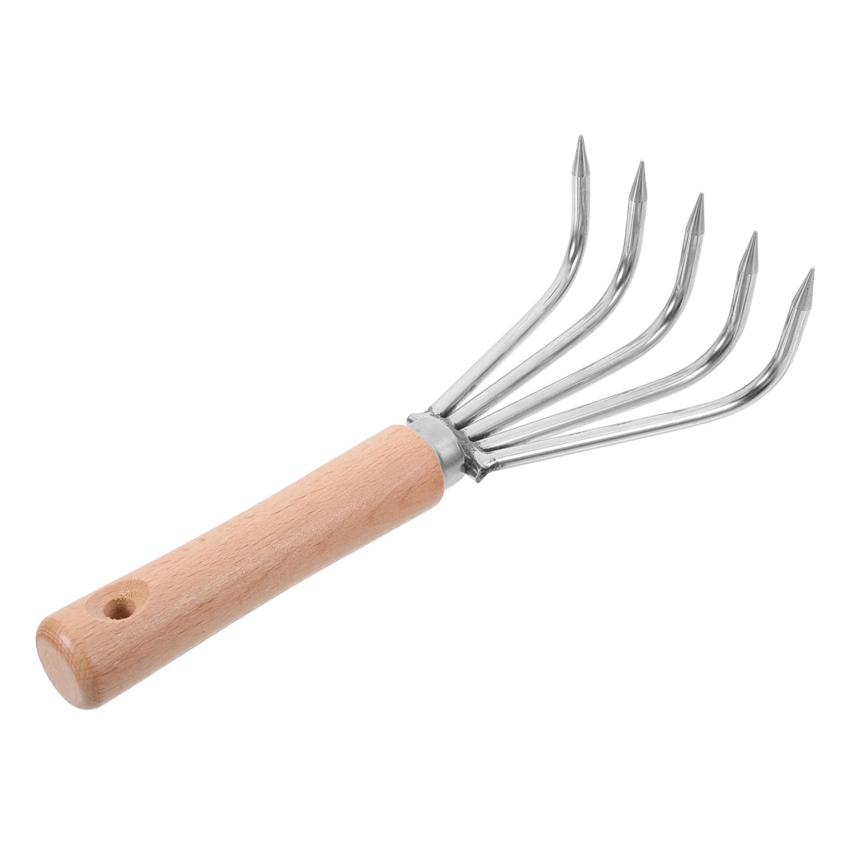 3 Stück Kleiner Handrechen mit Ergonomischem Holzgriff Gartenrechen zum Lockern von Erde Unkrautentfernung und Pflanzen Kompakt für Garten und Strandgebrauch