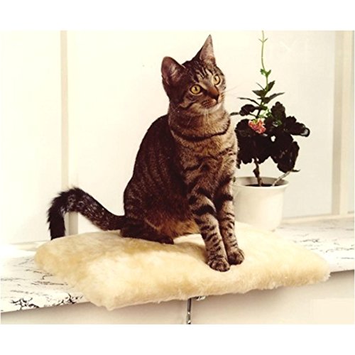 Silvio Design Katzen-Fensterliege Jacquard Plüsch beige Cover