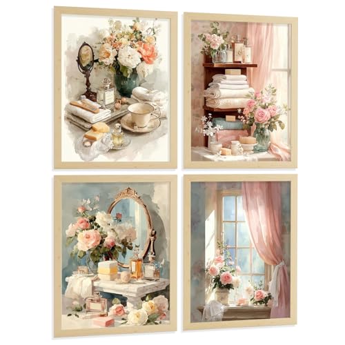 Cuadros con flores y perfumes Nacnic en formato A3 para decoración elegante de paredes de baño