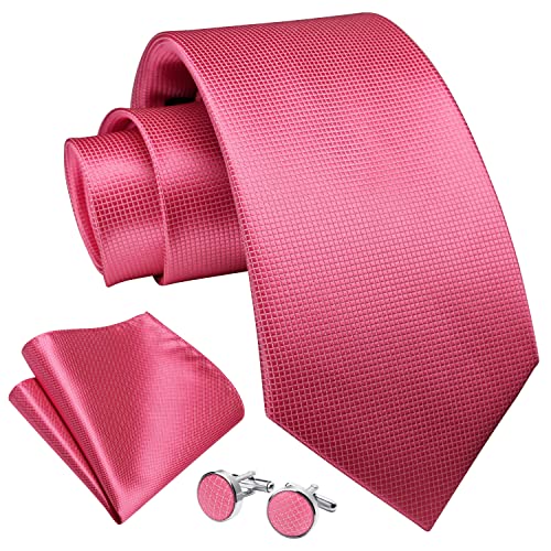 Image of Enlision Mens Ties Stripe Tie and Pocket Square Set Classic Formal Woven Neckties Handkerchief Cufflinks Wedding
