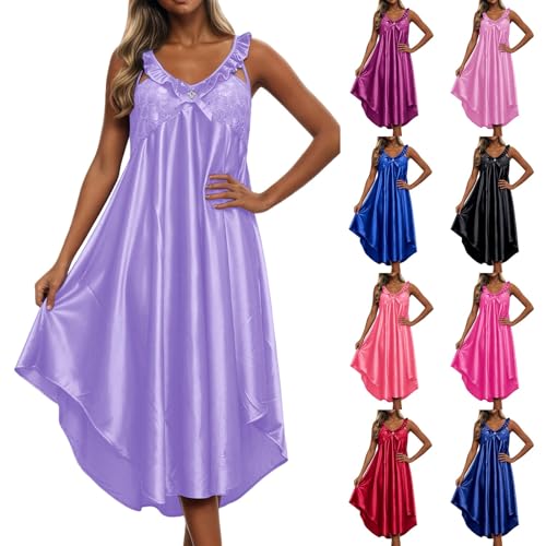 Loinjsnktng Sleeveless Nightgowns For Women Wide Strap Sleep Shirt Round Neck Sleep Dress Casual Cute Lightweight Night Gown - image 1