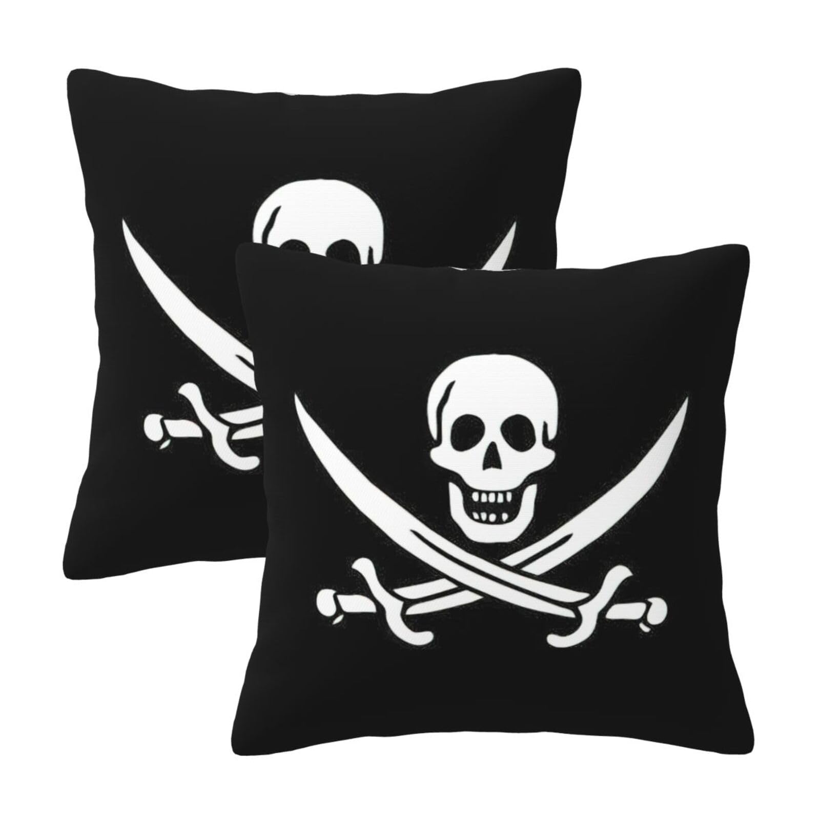 Kfjghhl Pirate Flag Throw Pillow Covers Decorative Farmhouse Couch Pillow Case 4 Sizes Square Cushion Pillcase