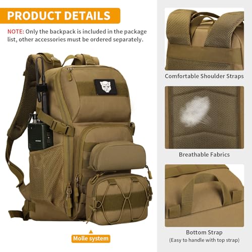 Image of HUNTVP Tactical Backpack Military MOLLE Backpack Hunting Rucksack Gear Assault Pack 25L WR