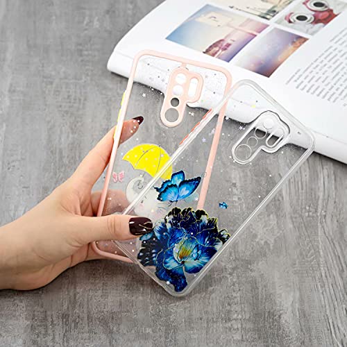 TYWZ kristalhelder Bling Sparkly hoesje voor Xiaomi Redmi 9, glitter glanzende dunne, harde PC valbescherming… - Afbeelding 5