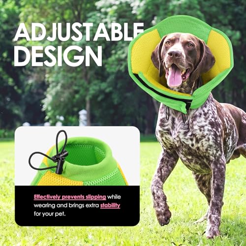 Image of AOFITEE Dog Cone - Soft Cones Dog After Surgery, Comfy Cones for Dogs to Stop Licking, Adjustable Small Dogs Cone Collar for Wound Healing, Elizabethan Pet E-Collar, YellowGreen Small