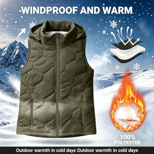 Puffer Vest Women Hood Quilted Zip Sleeveless Jacket Fall Winter Outerwear - image 6